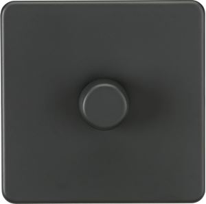 Picture of Screwless 1G 2-way 10-200W (5-150W LED) trailing edge dimmer - Anthracite