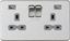 Picture of 13A 2G switched socket with dual USB charger A + A (2.4A) - Brushed chrome with grey insert