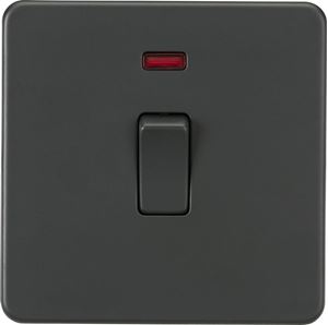 Picture of Screwless 20A 1G DP Switch with Neon - Anthracite