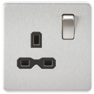 Picture of 13A 1G DP Switched Socket - Brushed Chrome with Black Insert
