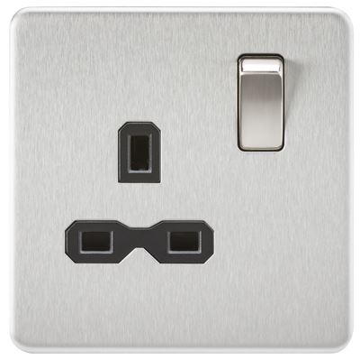 Picture of 13A 1G DP Switched Socket - Brushed Chrome with Black Insert