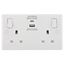 Picture of 13A Twin Switched Socket with USB A & C - 30W - Nexus - White