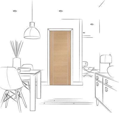 Picture of Internal Oak Pre-Finished Forli (Alum Inlay)1981 x 838 x 35mm (33")