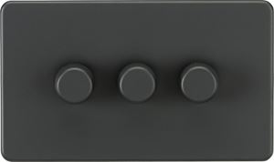 Picture of 3G 2-way 10-200W (5-150W LED) Trailing Edge Dimmer - Anthracite