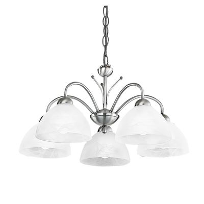 Picture of MILANESE 5LT PENDANT - SATIN SILVER METAL & ALABASTER GLASS