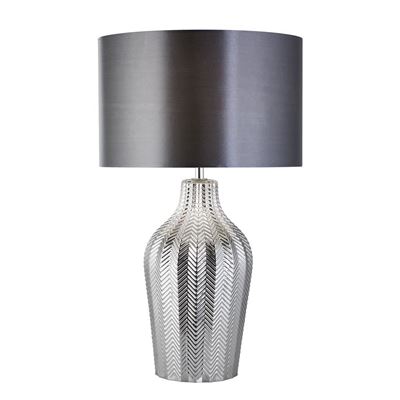 Picture of CHEVRON TABLE LAMP - SMOKED RIBBED GLASS WITH GREY SHADE