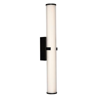 Picture of CLAMP WALL LIGHT - BLACK METAL, RIBBED CLEAR & OPAL GLASS