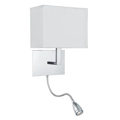 Picture of HOTEL WALL LIGHT - CHROME METAL & WHITE FABRIC SHADE