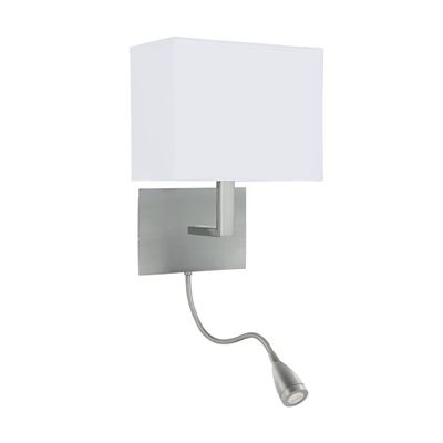 Picture of HOTEL WALL LIGHT WITH LED READING LIGHT - SATIN SILVER METAL